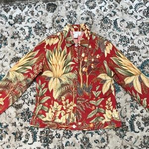 Coldwater Creek Vintage Red Floral Long Sleeve